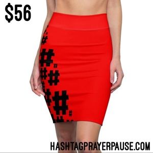 #PrayerPause Red Dragon Women's Pencil Skirt